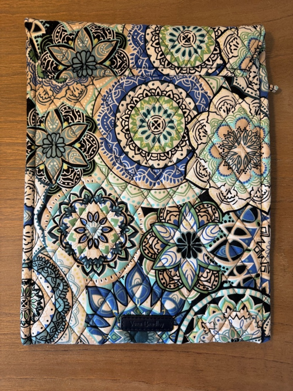 Vera Bradley Quilted Tablet Device Sleeve in Blue / Aqua / Green /Cream 12” x 9”